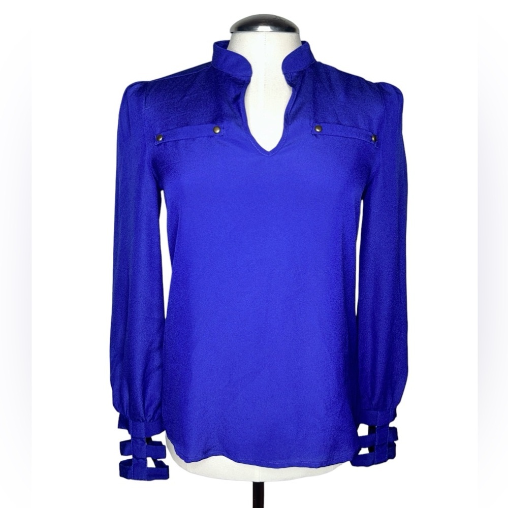 Akira Long Sleeve Deep Purple Silky Blouse Size S